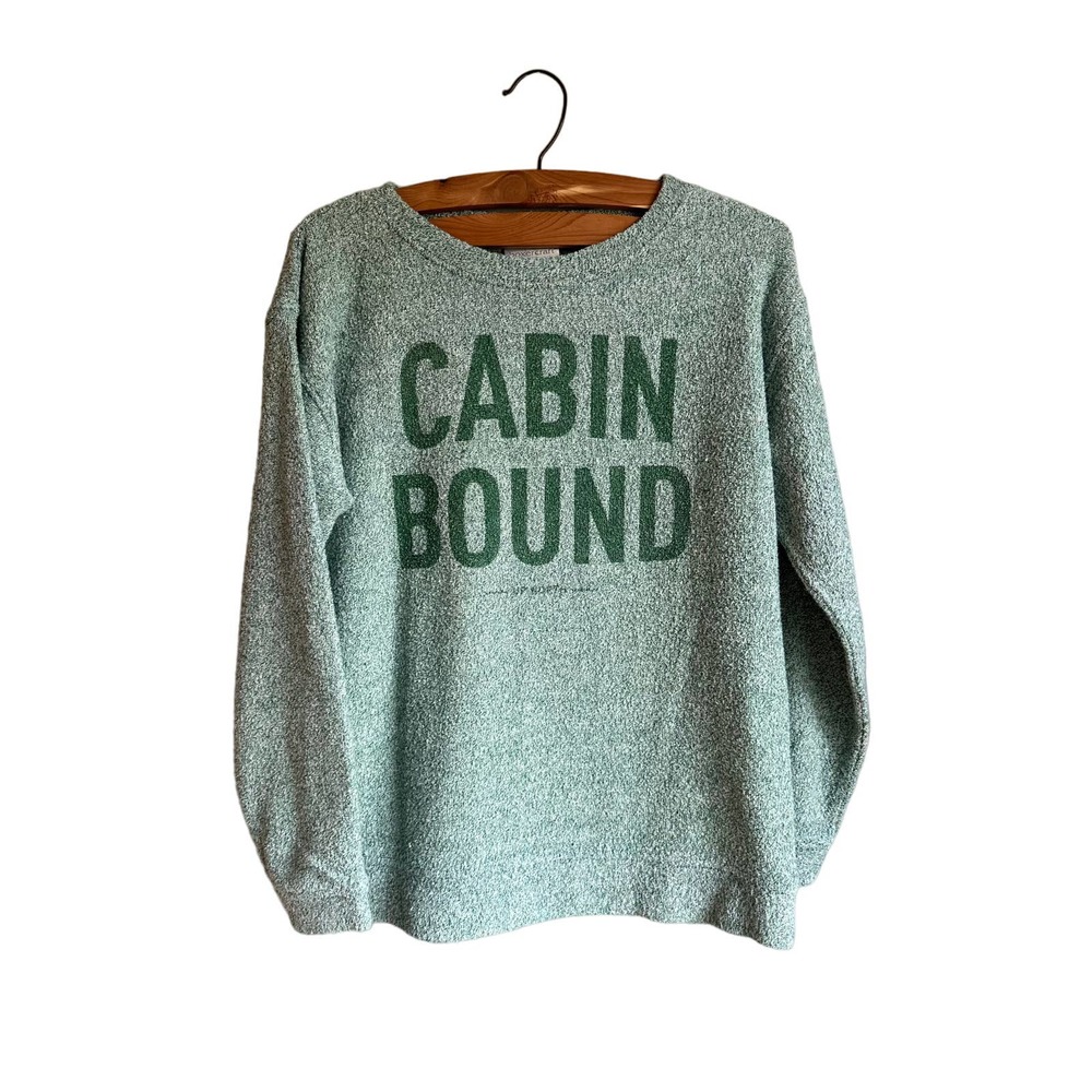 Boxer Craft Womens Sweatshirt Pullover Cabin Bound Fleece‎ Crew Neck Green Small